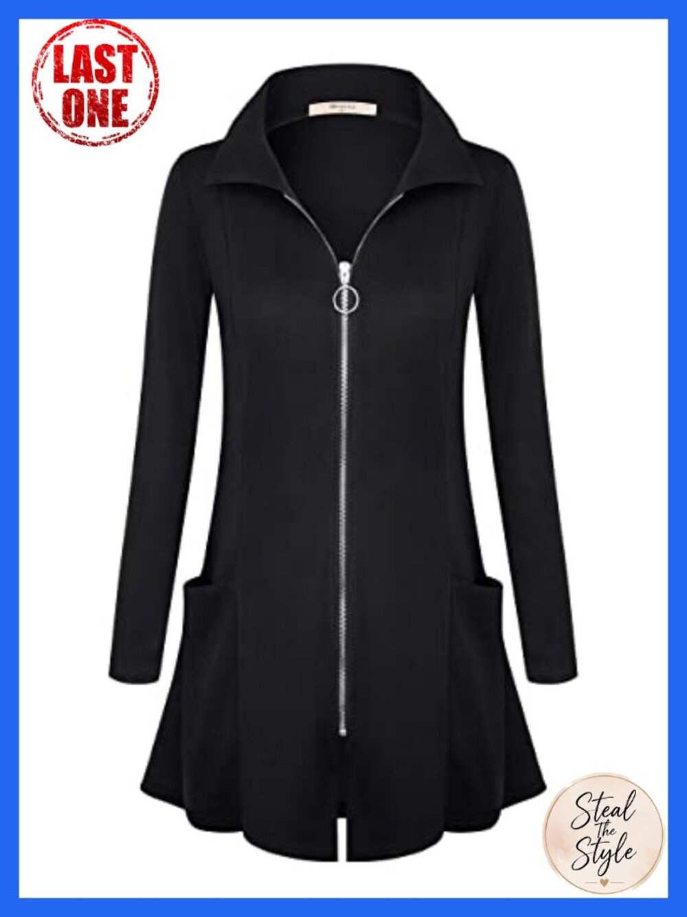 Miusey Zip Up Long Hoodie Jacket Lightweight Tunic Sweatshirt Cardigan